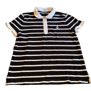 Ralph Lauren Active Black And White Stripped Women’s Short Sleeved Collard Shirt